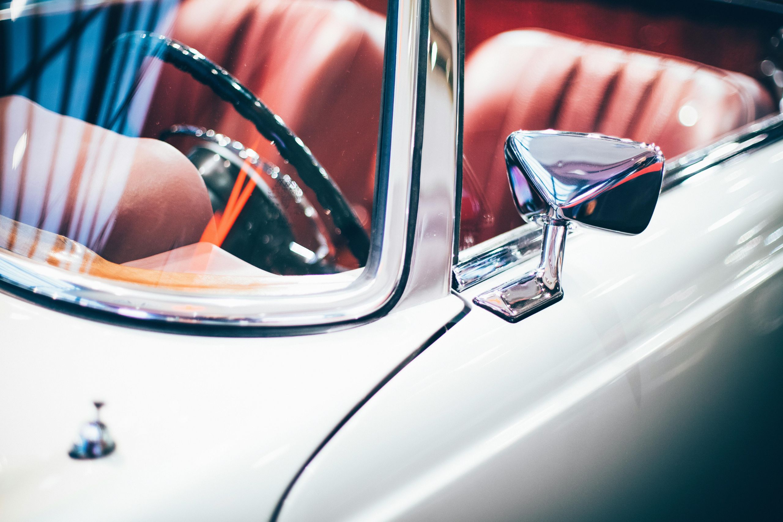chrome trim on a white vehicle